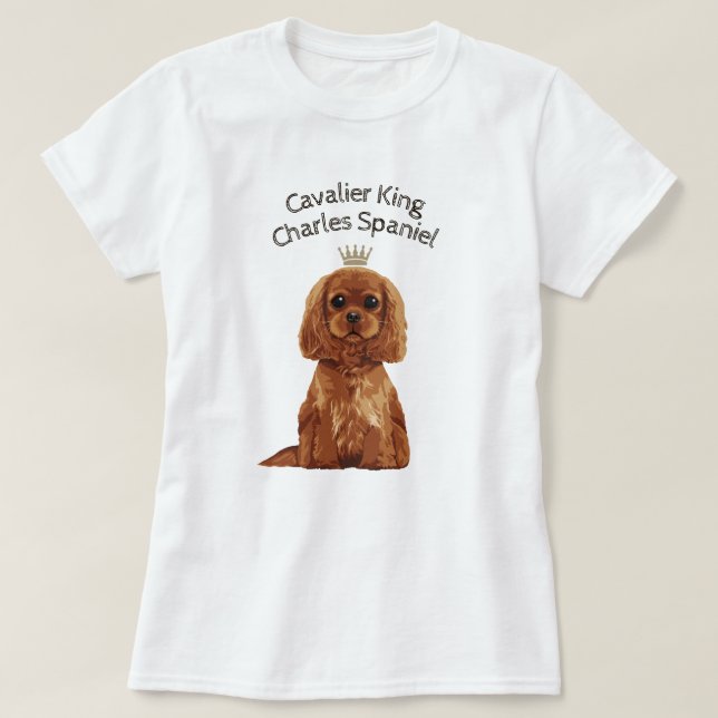 T-shirt ilustrado descuidado do Spaniel de rei (Frente do Design)