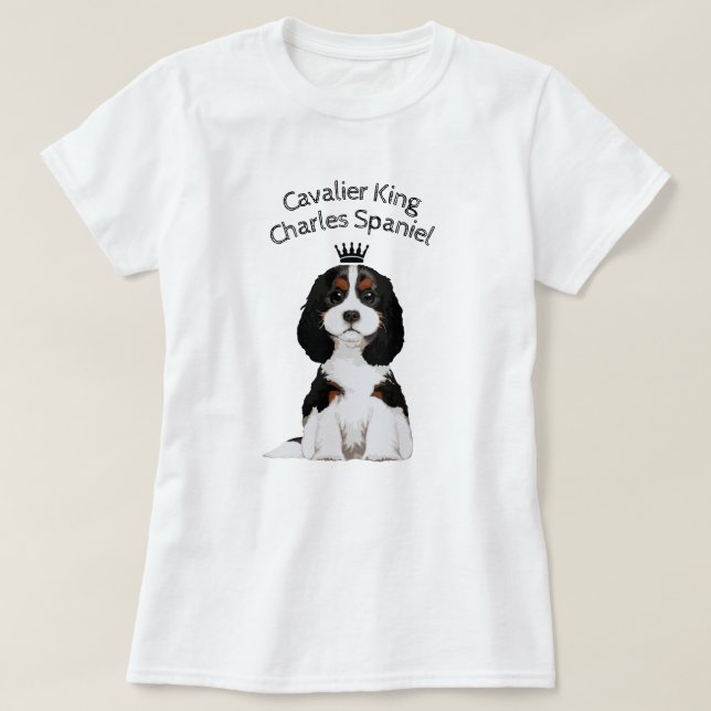 T-shirt ilustrado descuidado do Spaniel de rei (Frente do Design)