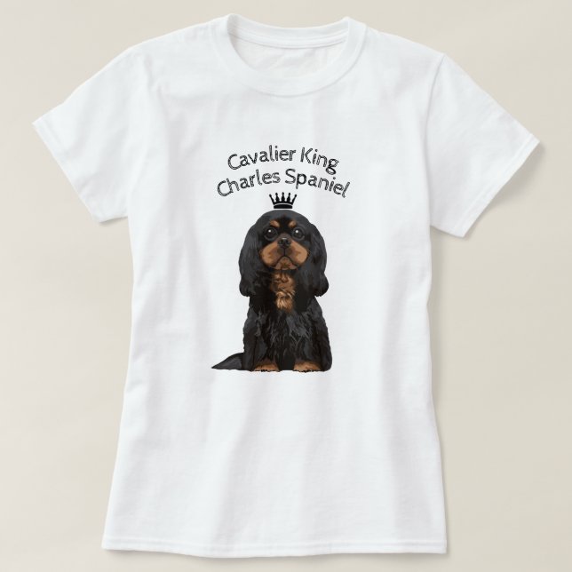T-shirt ilustrado descuidado do Spaniel de rei (Frente do Design)