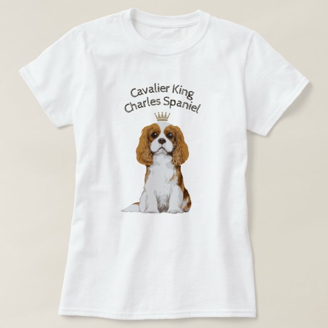 T-shirt ilustrado descuidado do Spaniel de rei (Frente do Design)