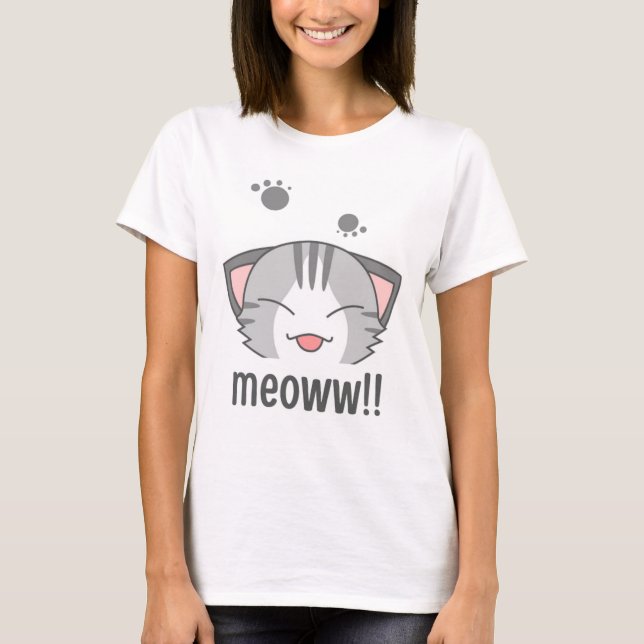T-Shirt Ilustrativo De Gato (Frente)