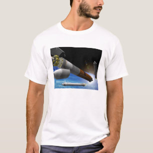 T-shirt Imagem artística de um foguete de descolagem verti