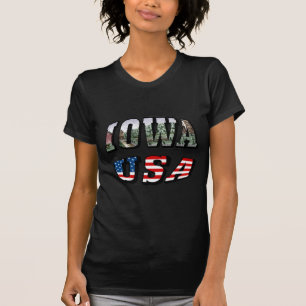 T-shirt Imagem de Iowa e de bandeira dos EUA texto