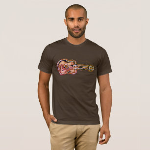 T-shirt imagem de violão amarronzado