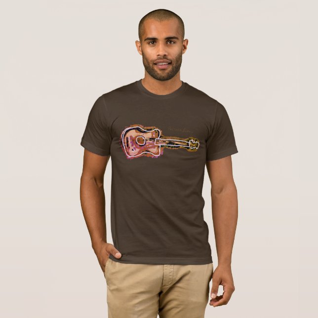 T-shirt imagem de violão amarronzado (Frente Completa)