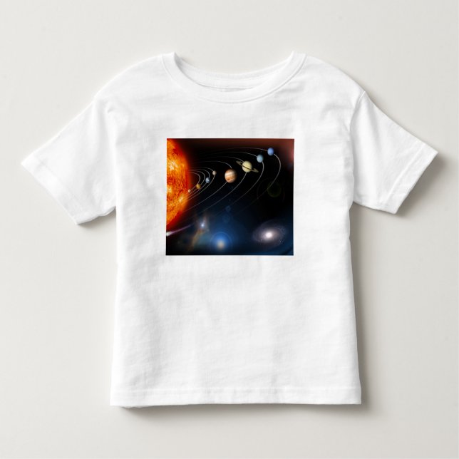 T-shirt Imagem gerada digitalmente do nosso sistema solar (Frente)