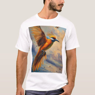 T-Shirt impressa com pássaro colorido