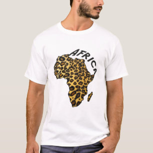 T-shirt Impressão animal do leopardo do mapa do leopardo