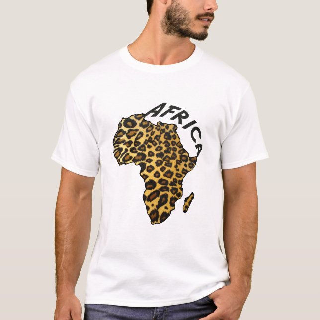 T-shirt Impressão animal do leopardo do mapa do leopardo (Frente)