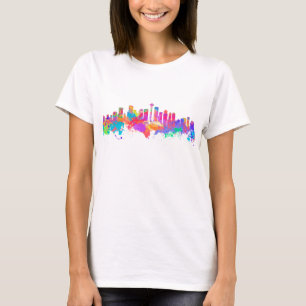 T-shirt Impressão da arte da aguarela da skyline de