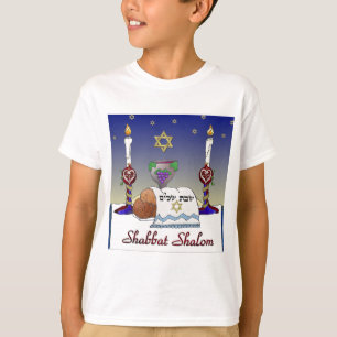 T-shirt Impressão da arte de Judaica Shabbat Shalom