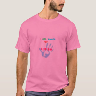 T-shirt impressão da mão do bebê eu amo alguém com autismo