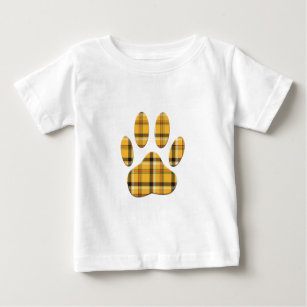 T-shirt Impressão da Pata de Cachorro de Tartan