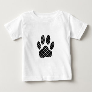 T-shirt Impressão Da Pata De Cão Preta E Branca