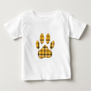 T-shirt Impressão da Pata do Cão de Tartan