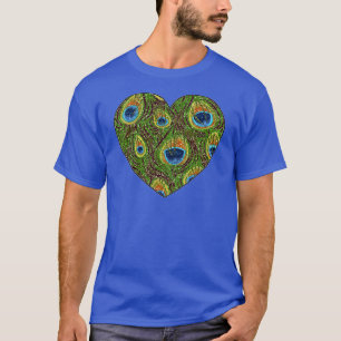 T-shirt Impressão de Arte Gliterante de Pena de Pavão