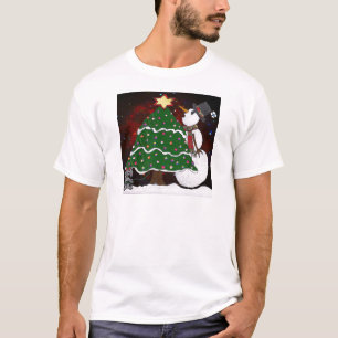T-shirt Impressão de Arte Surpresa de Árvore de Natal