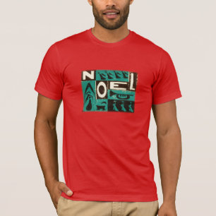 T-shirt Impressão de bloco verde do vintage de Noel