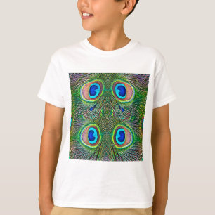 T-shirt Impressão de Caleidoscópio de Penas de Pavão