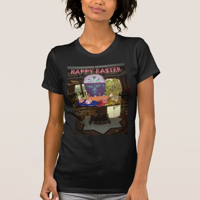 T-shirt Impressão de Ovos de Páscoa Decorados (Frente)