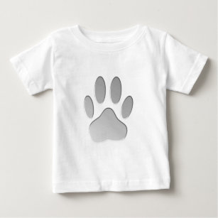 T-shirt Impressão de Pata de Cachorro com Aspecto Metálico