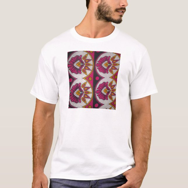 T-shirt Impressão de Tecido de Motif Art,  Africano Colori (Frente)