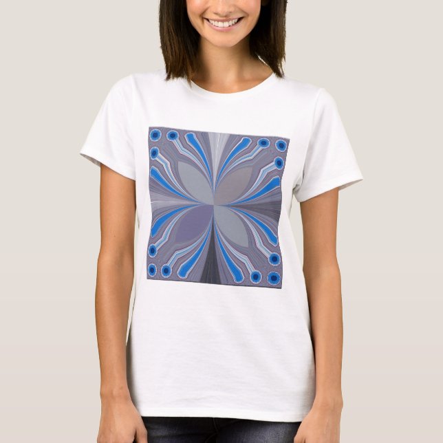 T-shirt Impressão de Textura de Bolinhas de Cinza Azul (Frente)