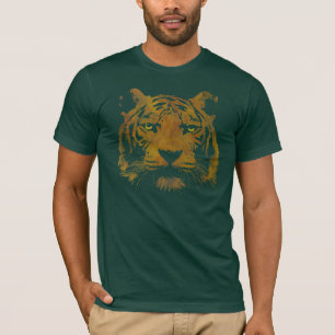 T-shirt Impressão de Tigre (Camisa Escura) Básica Masculin