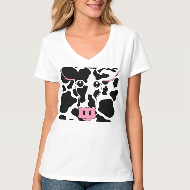 T-shirt Impressão de vaca e vaca (Frente)