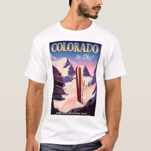 T-shirt Impressão do Colorado Ski - poster de esportes de