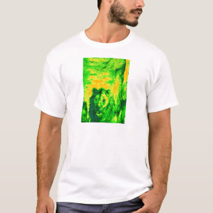 T-shirt Impressão Fluorescente de Arte Lion de Visão Notur
