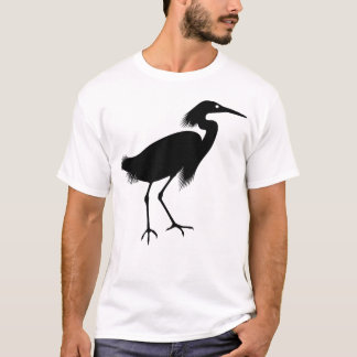 T-shirt Impressão preto do pássaro do Egret nevado