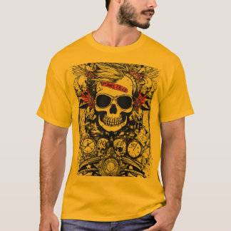 T-Shirt Impresso de Caveira Ociosa Negrito e Gráfi