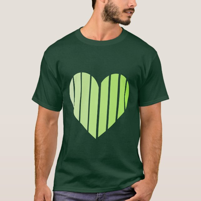 T-Shirt Impresso de Coração Verde Bonito (Frente)
