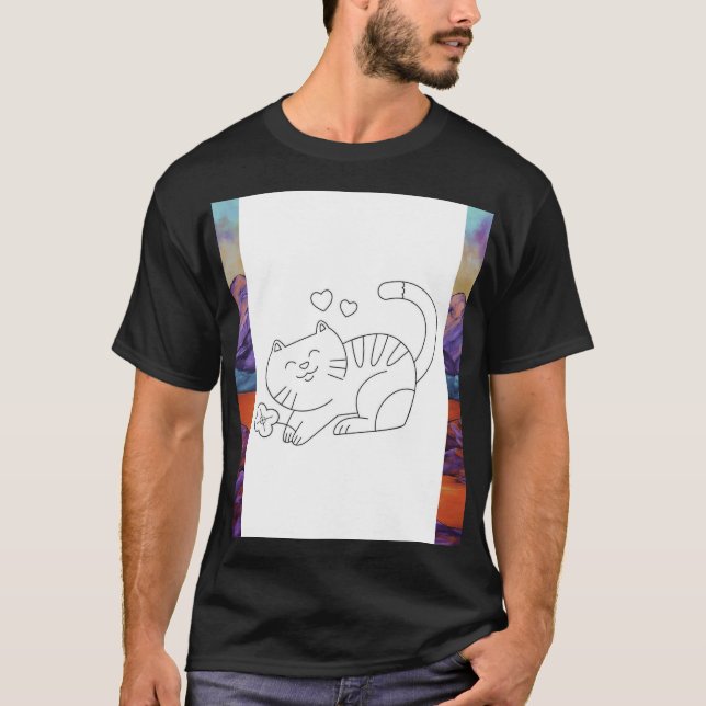 T-Shirt Impresso De Gato (Frente)