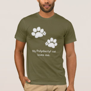 T-shirt - impressões Polydactyl da pata no branco