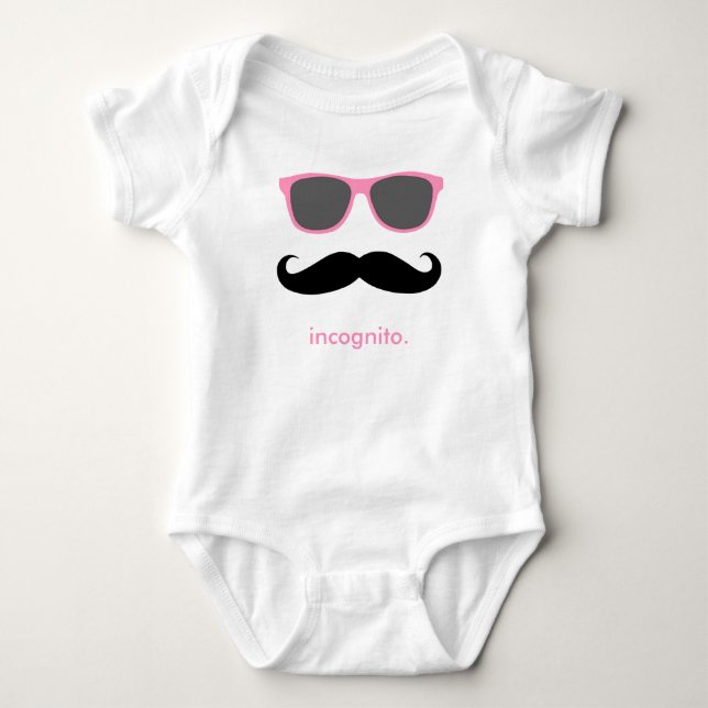 T-shirt incógnito - bigode engraçado e tons rosa (Frente)