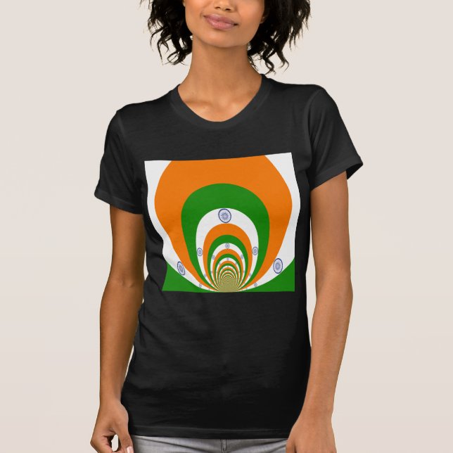 T-shirt Índia Flag Kaleidoscope: Unidade sem fim e Patriot (Frente)