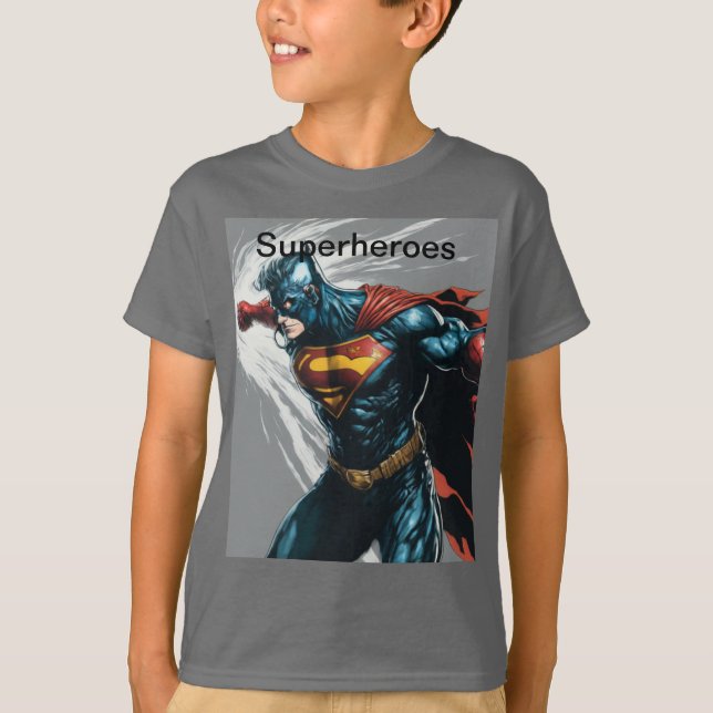 t-shirt infantil dos super-heróis (Frente)