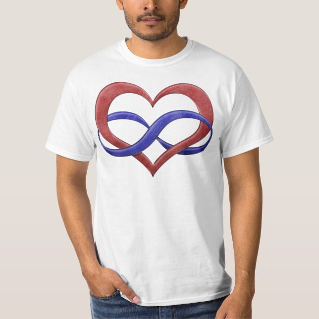 T-shirt Infinity Heart Symbol Polyamory Pride Cores de Sin (Frente)
