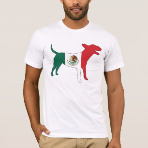 T-shirt Inglês bull terrier/T bandeira mexicana