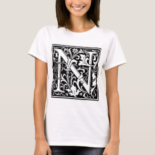 T-shirt Inicial decorativa "N" da letra