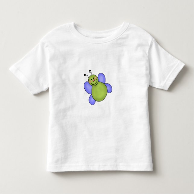 T-shirt Inseto de sorriso azul e verde (Frente)