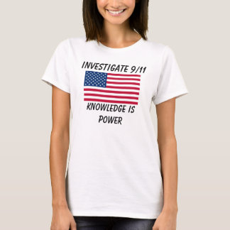 T-shirt Investigue 9/11 - Bandeira dos EUA - senhora