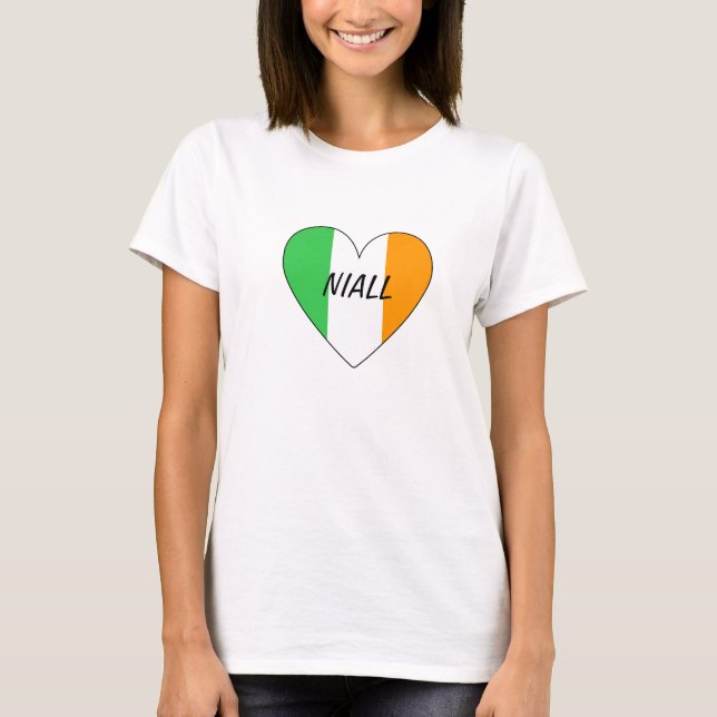 T-shirt irlandês do coração da bandeira de Niall (Frente)