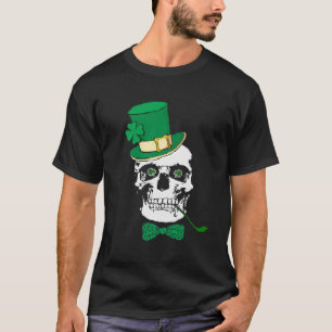 T-shirt irlandês do preto do crânio