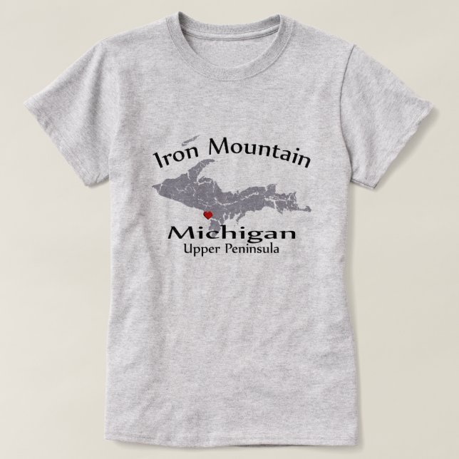 T-shirt Iron Mountain Michigan Heart Map Design Damas (Frente do Design)