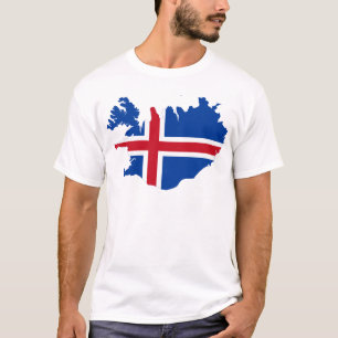 T-shirt Islândia É mapa da bandeira de Ísland