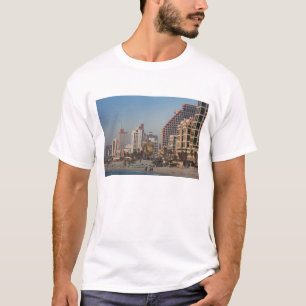 T-shirt Israel, Tel Aviv, fachada, hotéis, crepúsculo