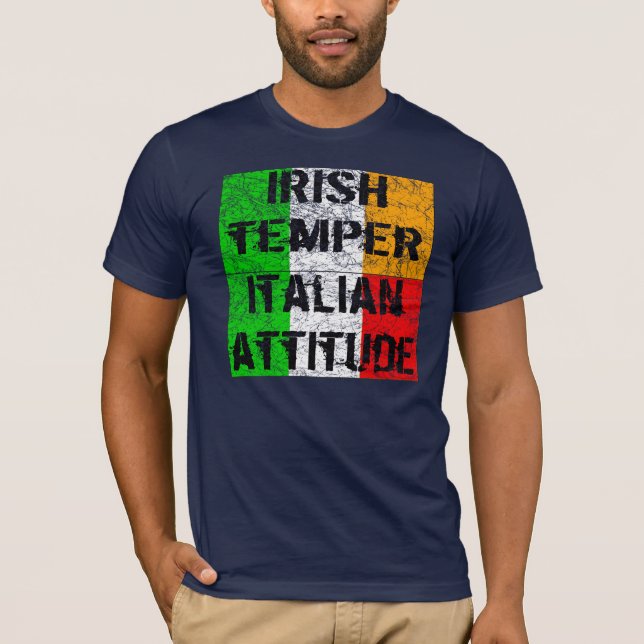 T-shirt italiano da atitude da têmpera irlandesa (Frente)
